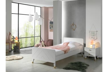 Bett mit Nachtkommode Kamillah Kinderbett MDF Satin...