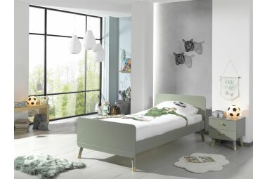 Bett mit Nachtkommode Kamillah Kinderbett MDF Olive...