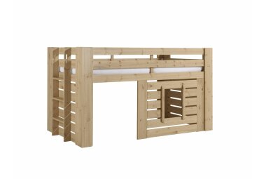 Hüttenbett Katha 215x97x115 Spielbett Massivholz Oak 17274