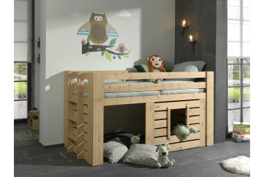 Hüttenbett Katha 215x97x115 Spielbett Massivholz Oak 17274