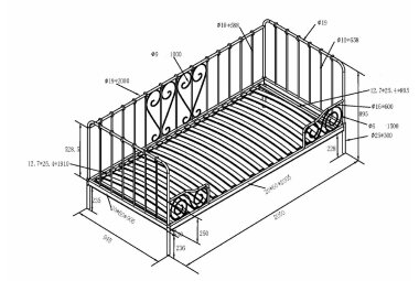 Metallbett Kamenka 205x95x90 Einzelbett Metall Weiß 17298