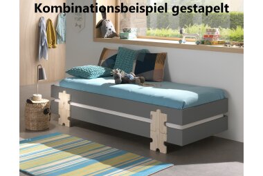 Stapelbett Karlene 204x94x28 Kinderbett MDF Grau 17353