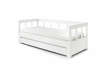 Ausziehbett Katharine 209x100/190x80 Gästebett Massivholz Weiß 17421