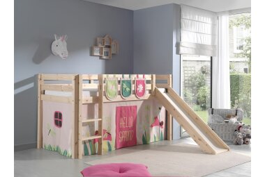 Spielbett mit Rutsche Karolina 210x218x114 Massivholz...