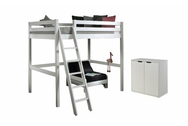 Hochbett Katheryn 209x215x190 Kinderbett Massivholz+MDF...