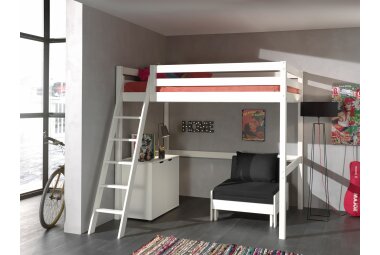 Hochbett Katheryn 209x215x190 Kinderbett Massivholz+MDF...