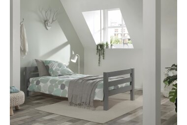 Einzelbett Karolina 210x99x63 Kinderbett Massivholz grau 17496