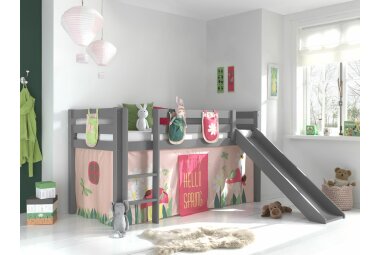 Spielbett mit Rutsche Karolina 210x218x114 Massivholz...