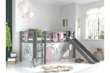 Spielbett mit Rutsche Karolina 210x218x114 Massivholz...