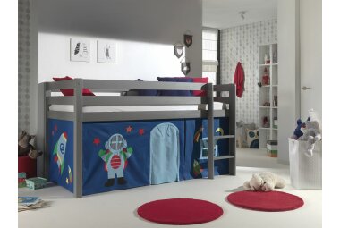 Spielbett Karolina 210x106x114 Kinderbett Massivholz grau...