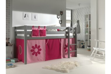 Spielbett Karolina 210x106x114 Kinderbett Massivholz grau...