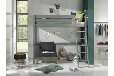 Hochbett Karolina 209x165x190 Kinderbett Massivholz grau...