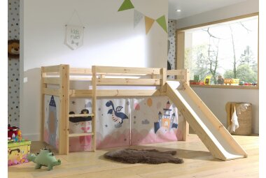 Spielbett mit Rutsche Karolina 210x218x114 Massivholz...