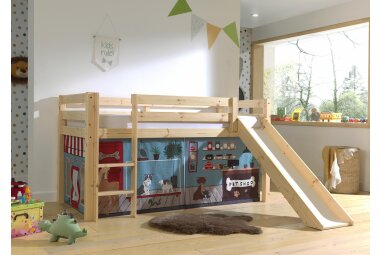 Spielbett mit Rutsche Karolina 210x218x114 Massivholz...