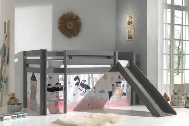 Spielbett mit Rutsche Karolina 210x218x114 Massivholz...