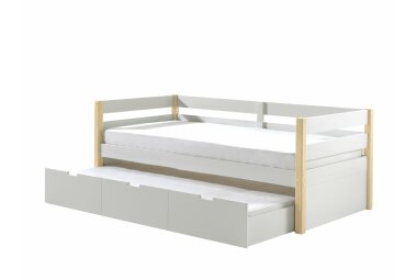 Kojenbett Karissa 211x98x77 Hochbett Massivholz+MDF Weiß/natur 17651