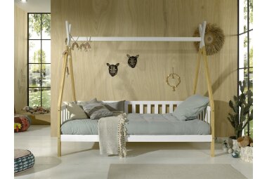 Zeltbett Karyn 206x96x185 Kinderbett Massivholz Weiß/natur 17653