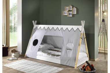 Zeltbett Karyn 206x106x135 Kinderbett Massivholz Weiß/natur 17655