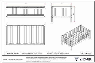 Juniorbett Karie 148x76x60 Kinderbett Massivholz Weiß 17663