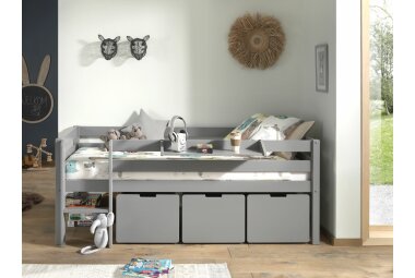 Kojenbett Karolina 208x105x83 Kinderbett Massivholz Grau...