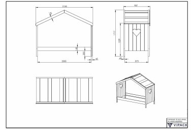 Hausbett Kamila 213x99x172 Kinderbett Massivholz+MDF Weiß 17691