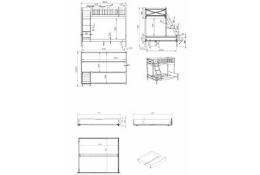 Etagenbett Karyl 208x158x175 Familienbett Massivholz Weiß 17708