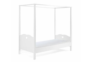 Himmelbett mit Nachtkommode Kamila 211x96x187 MDF Weiß 17712