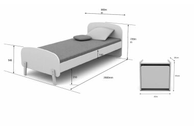 Kinderzimmer Set Karilynn 206x95x73 Massivholz+MDF mintgrün 17743