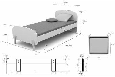 Kinderzimmer Set Karilynn 206x95x73 Massivholz+MDF rosa 17748