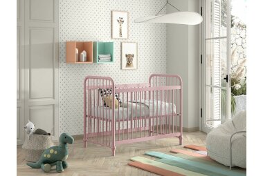 Babybett Kay 131x71x102 Gitterbett Metall Pink matt 17771