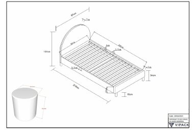 Polsterbett mit Hocker Karlotta 97x212x107 Holzwerkstoff Grün 17798