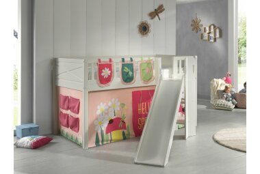 Spielbett mit Rutsche Karyl 208x204x114 Massivholz Weiß 17806