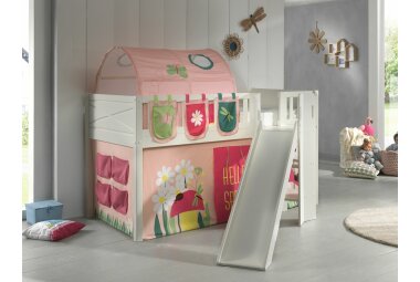 Spielbett mit Rutsche Karyl 208x204x114 Massivholz Weiß 17806