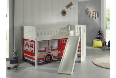 Spielbett mit Rutsche Karyl 208x204x114 Massivholz Fire...