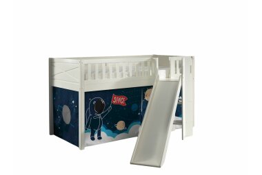 Spielbett mit Rutsche Karyl 208x204x114 Massivholz Space...