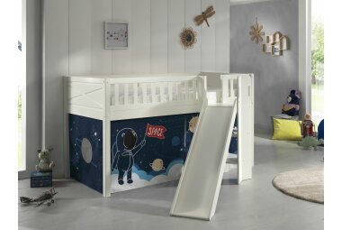 Spielbett mit Rutsche Karyl 208x204x114 Massivholz Space...