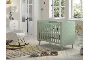 Babybett Kamillah 124x68x96 Gitterbett MDF Olive Grün 17863