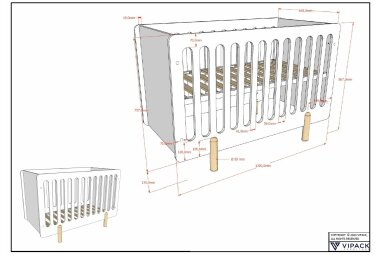 Babybett Karylin 130x64x87 Gitterbett MDF Weiß 17866