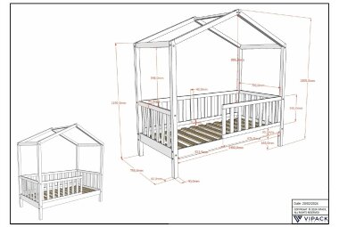 Juniorbett Karie 148x76x151 Kinderbett Massivholz natur 17878