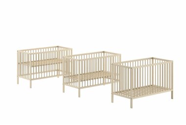 Babybett Kara-lynn 124x65x84 Gitterbett Massivholz Buche...