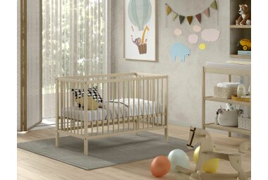 Babybett Kara-lynn 124x65x84 Gitterbett Massivholz Buche Natur 17884