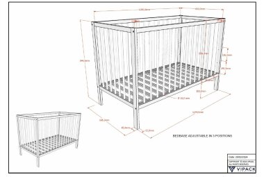 Babybett Kara-lynn 124x65x84 Gitterbett Massivholz Buche Natur 17884