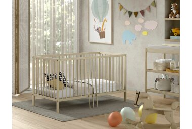 Babybett Kara-lynn 144x76x84 Gitterbett Massivholz Buche Natur 17887