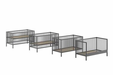 Babybett Kara-lynn 144x76x84 Wiege Massivholz Buche...