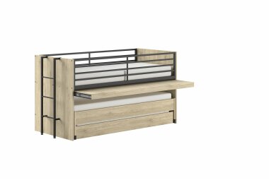 Hochbett Kary 219x98x117 Kinderbett Holzwerkstoff Eiche...