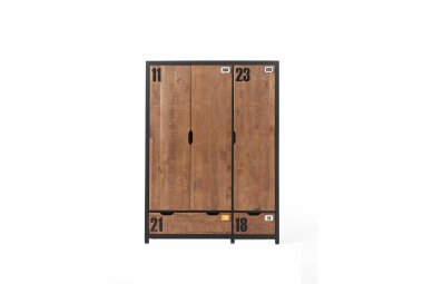 Kleiderschrank Kameko 148x55x200 MDF+Massivholz...