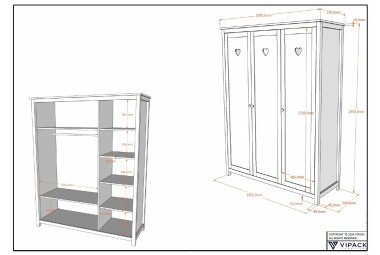 Kleiderschrank Kamila 159x57x191 Schrank MDF+Massivholz Weiß 17092