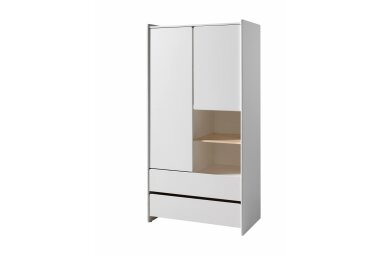 Kleiderschrank Karilynn 90x55x180 Schrank MDF+Massivholz Weiß 17149