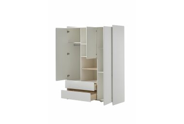 Kleiderschrank Karilynn 133x55x190 Schrank MDF+Massivholz Weiß 17150