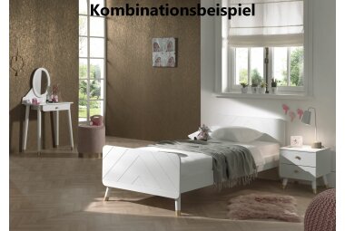 Schminktisch Kamillah 70x40x129 Frisiertisch MDF Satin Weiß 17263